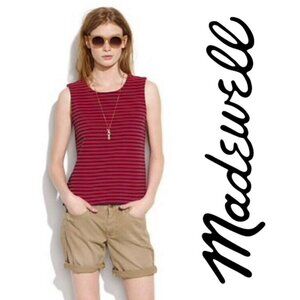 MADEWELL Top Ridge Stripe Tank Red Navy 92450 NEW!